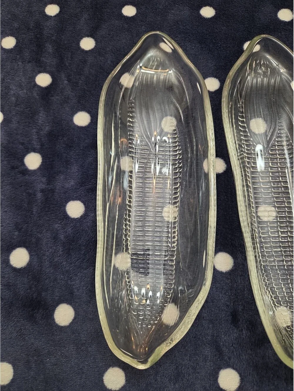 Vintage Indiana Glass Corn On The Cob Dishes Set Of 4 Clear Pressed Glass